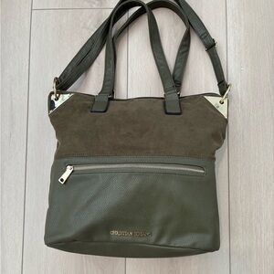 Christian Siriano Olive Green Tote with Gold Accents Shoulder Bag or Crossbody